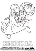 Coloring page showing Enigma from skylanders trap team