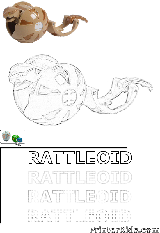 Battle Me Rattleoid Bakugan Coloring And Spelling Page