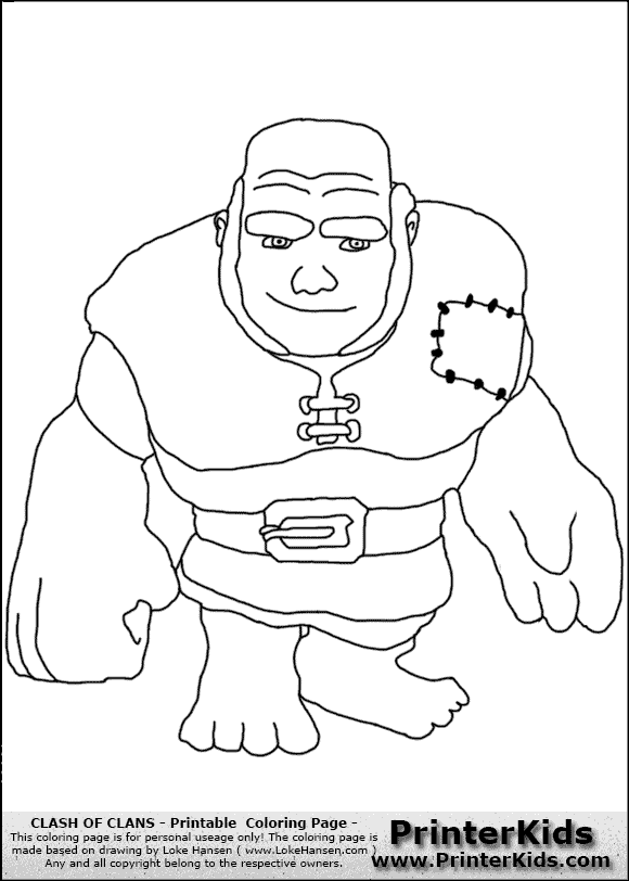 Clash Clans Wizard Coloring Pages Giant Gambar Mewarnai